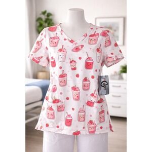 New Strawberry Nurse Scrub Top XL – Cute Medical Uniform